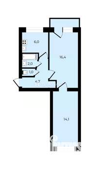 2-к квартира, вторичка, 45м2, 5/5 этаж