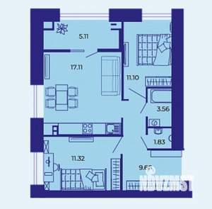 2-к квартира, вторичка, 60м2, 2/9 этаж