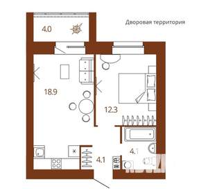 1-к квартира, вторичка, 41м2, 2/9 этаж