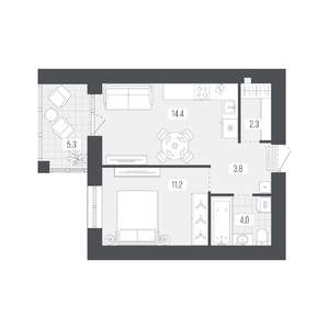 1-к квартира, вторичка, 41м2, 6/9 этаж