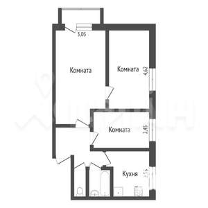 3-к квартира, вторичка, 50м2, 5/5 этаж