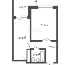 1-к квартира, вторичка, 42м2, 2/17 этаж