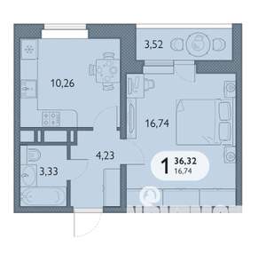 1-к квартира, вторичка, 36м2, 6/16 этаж