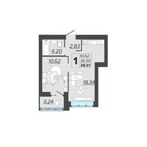 1-к квартира, вторичка, 39м2, 4/9 этаж