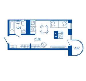 1-к квартира, вторичка, 28м2, 8/17 этаж