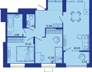 2-к квартира, вторичка, 67м2, 10/16 этаж