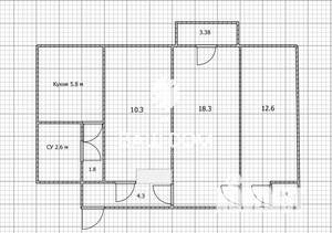 3-к квартира, вторичка, 58м2, 4/5 этаж