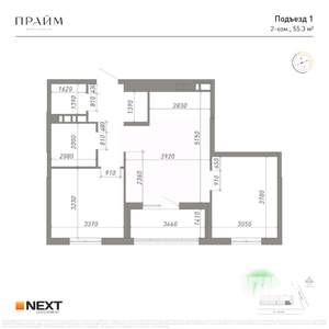 2-к квартира, вторичка, 55м2, 12/14 этаж