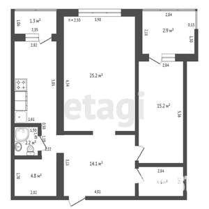 2-к квартира, вторичка, 80м2, 9/9 этаж