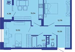 2-к квартира, вторичка, 60м2, 15/19 этаж