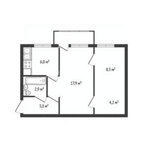 2-к квартира, вторичка, 42м2, 4/5 этаж