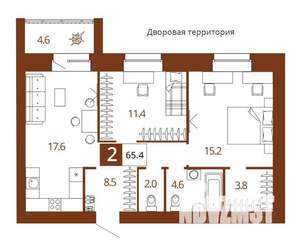 2-к квартира, вторичка, 65м2, 14/14 этаж