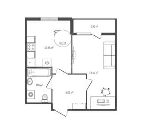 1-к квартира, вторичка, 33м2, 3/10 этаж