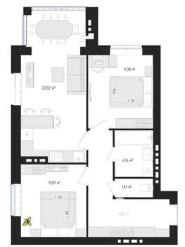 2-к квартира, сданный дом, 60м2, 4/4 этаж
