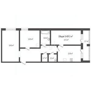 3-к квартира, вторичка, 89м2, 3/9 этаж