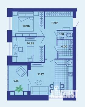 2-к квартира, сданный дом, 67м2, 9/9 этаж