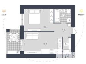 1-к квартира, вторичка, 41м2, 8/9 этаж