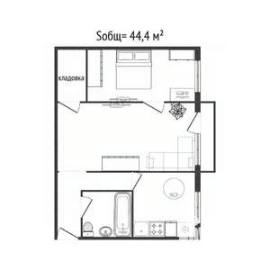 2-к квартира, вторичка, 44м2, 5/5 этаж