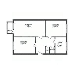 3-к квартира, вторичка, 63м2, 4/5 этаж