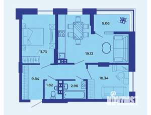 3-к квартира, вторичка, 61м2, 2/19 этаж