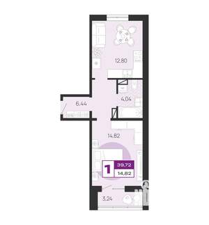 1-к квартира, вторичка, 40м2, 2/10 этаж