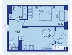 1-к квартира, вторичка, 46м2, 17/17 этаж