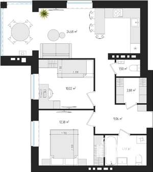2-к квартира, вторичка, 64м2, 4/4 этаж