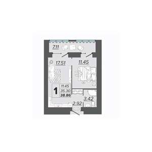 1-к квартира, вторичка, 39м2, 2/15 этаж