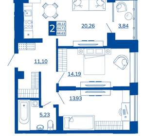2-к квартира, вторичка, 66м2, 2/17 этаж