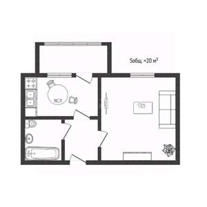 1-к квартира, вторичка, 20м2, 2/5 этаж