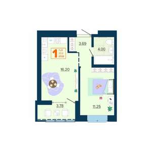 1-к квартира, вторичка, 37м2, 8/16 этаж