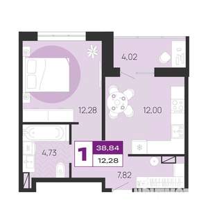 1-к квартира, вторичка, 40м2, 4/10 этаж