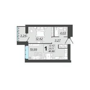 1-к квартира, вторичка, 41м2, 3/9 этаж