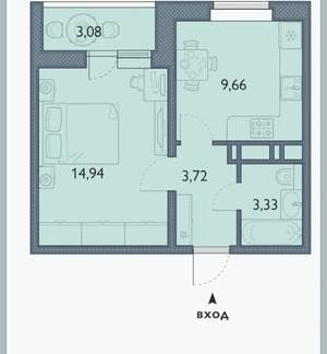 1-к квартира, вторичка, 33м2, 5/16 этаж