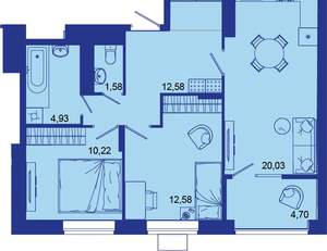 2-к квартира, вторичка, 67м2, 16/16 этаж