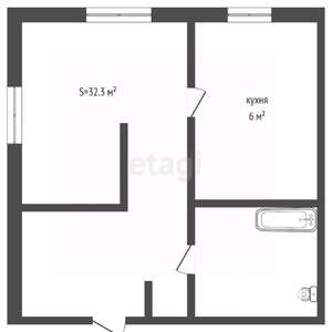 1-к квартира, вторичка, 30м2, 4/4 этаж