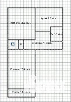 2-к квартира, вторичка, 50м2, 1/5 этаж