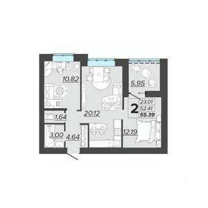 2-к квартира, вторичка, 55м2, 7/9 этаж
