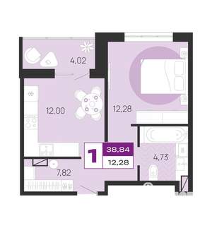 1-к квартира, вторичка, 40м2, 4/10 этаж