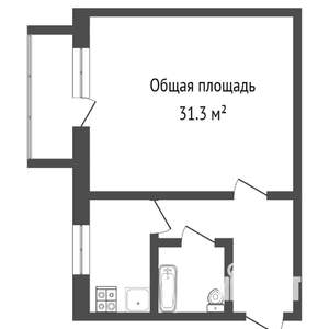 1-к квартира, вторичка, 31м2, 5/5 этаж