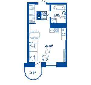 1-к квартира, вторичка, 30м2, 9/17 этаж