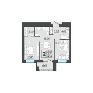 2-к квартира, вторичка, 55м2, 5/9 этаж