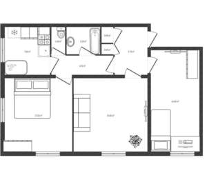 3-к квартира, вторичка, 74м2, 2/3 этаж