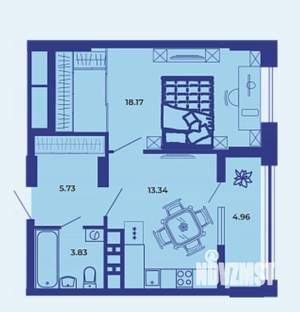 1-к квартира, вторичка, 46м2, 14/19 этаж