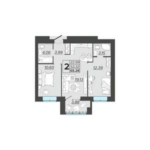 2-к квартира, вторичка, 55м2, 5/9 этаж