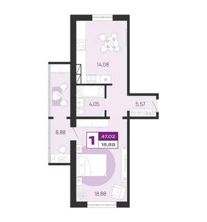 1-к квартира, вторичка, 47м2, 10/10 этаж