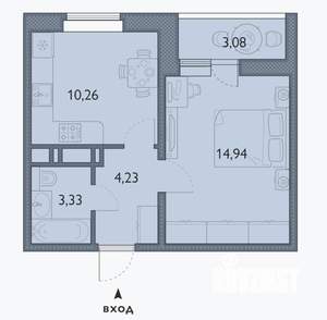 1-к квартира, сданный дом, 34м2, 16/16 этаж