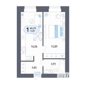 1-к квартира, вторичка, 42м2, 13/14 этаж