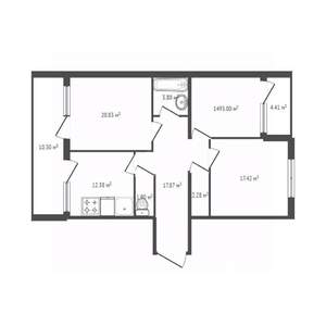 3-к квартира, вторичка, 95м2, 9/14 этаж