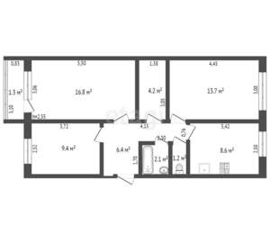 3-к квартира, вторичка, 62м2, 1/5 этаж